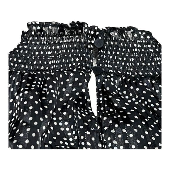 J.Crew Polka Dot Sheer Sleeves Drop Waist Plaid Dress Size M Pockets Metallic - Picture 3 of 4